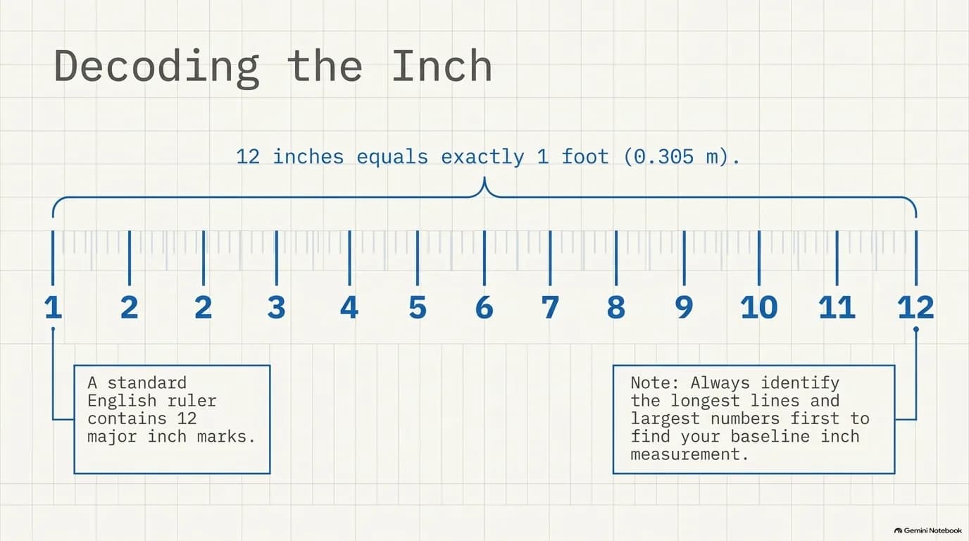 Decoding the inch - a standard ruler contains 12 major inch marks