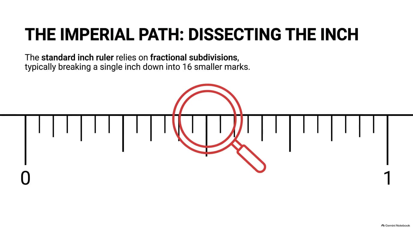 The imperial path: dissecting the inch into 16 smaller fractional marks